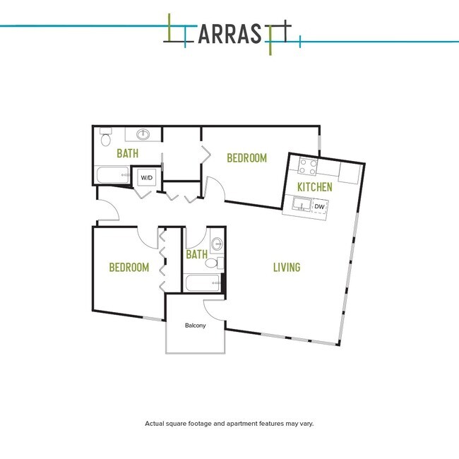 Two Bed Two Bath G 1 1-802 floor plan